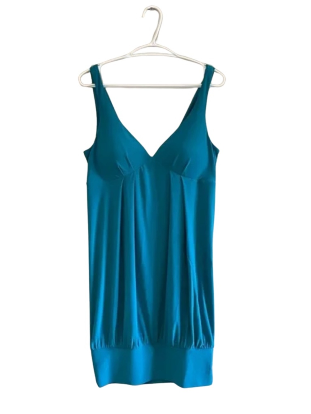Vintage Y2K Smart Set Teal Mini Dress w Cowl Draped Back - Size Large EUC